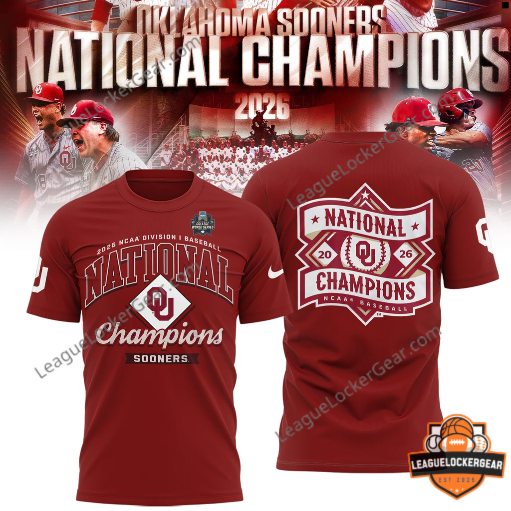 Oklahoma Sooners 2026 NCAA Division I Baseball National Champions T-Shirt - LeagueLockerGear