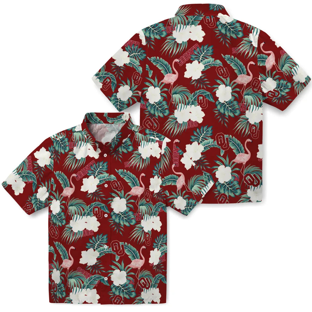 Oklahoma Sooners Hawaiian Shirt - Flamingo and Hibiscus | Hula Hawaiian Shirts