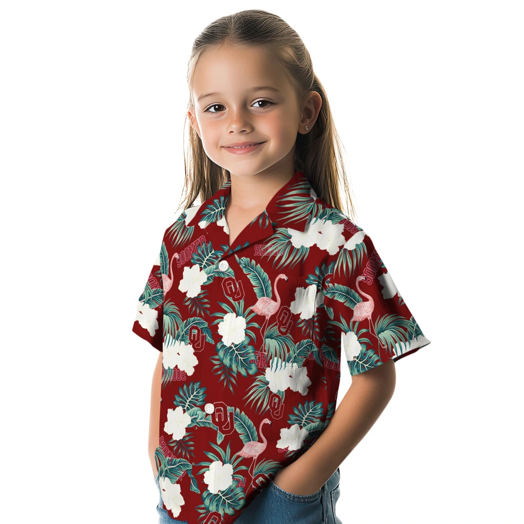 Oklahoma Sooners Hawaiian Shirt - Flamingo and Hibiscus | Hula Hawaiian Shirts