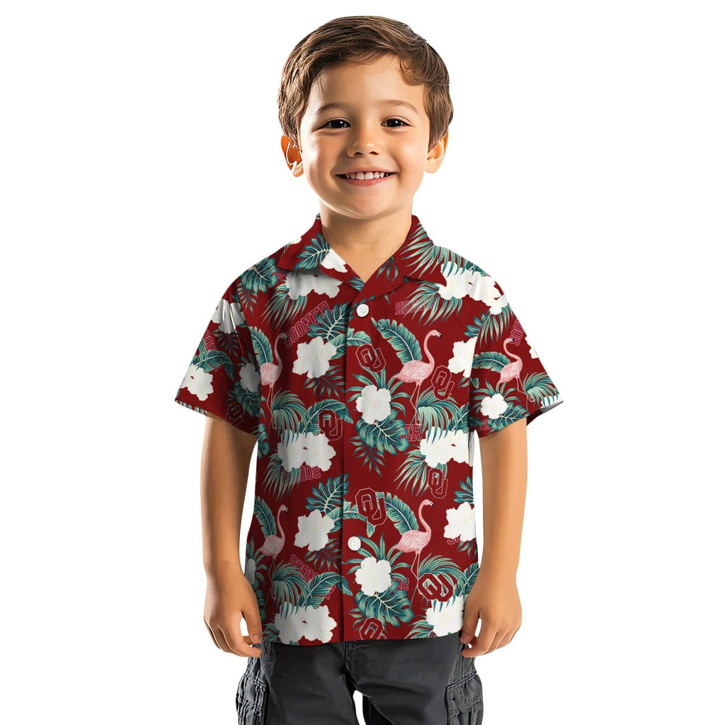 Oklahoma Sooners Hawaiian Shirt - Flamingo and Hibiscus | Hula Hawaiian Shirts