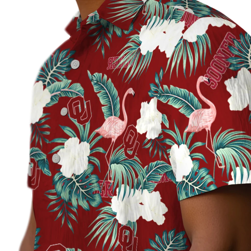 Oklahoma Sooners Hawaiian Shirt - Flamingo and Hibiscus | Hula Hawaiian Shirts