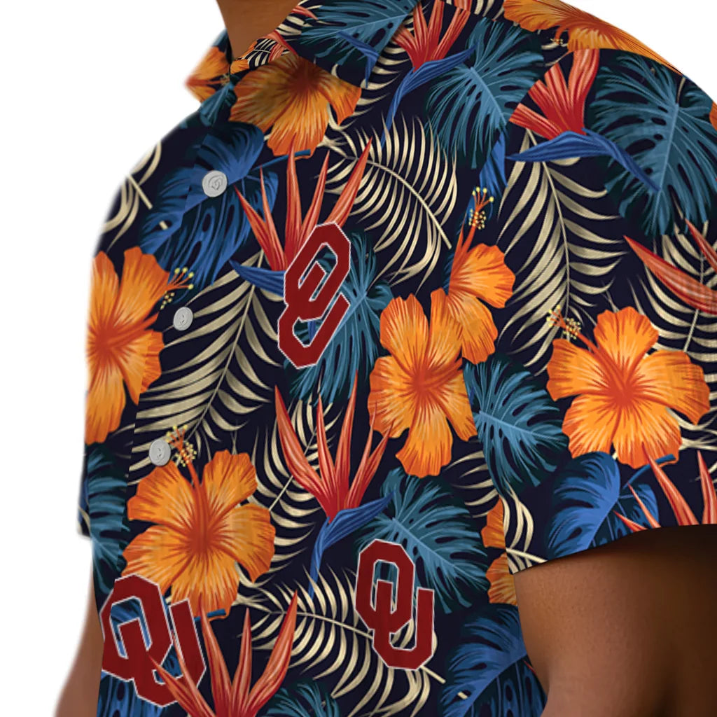 Oklahoma Sooners Hawaiian Shirt - Hibiscus Foliage | Hula Hawaiian Shirts