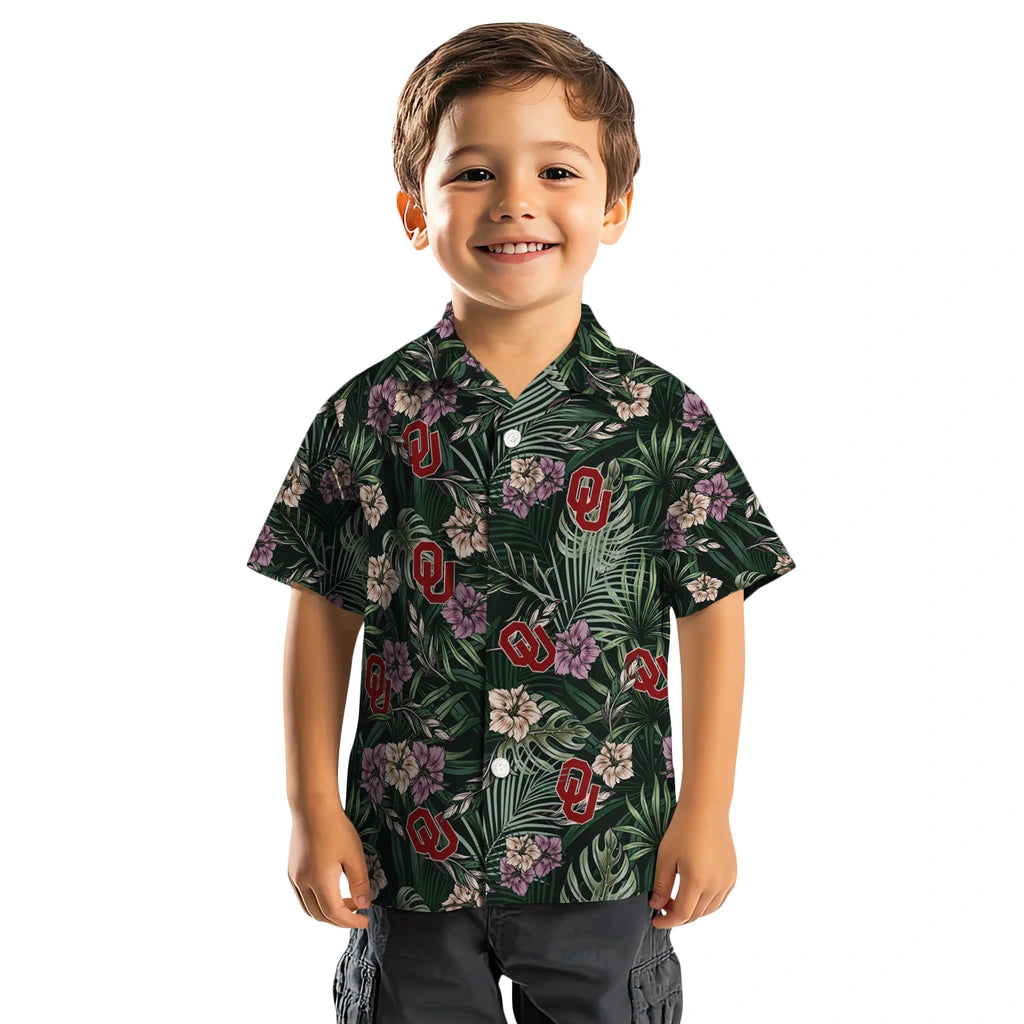 Oklahoma Sooners Hawaiian Shirt - Hibiscus Leaves Pattern | Hula Hawaiian Shirts