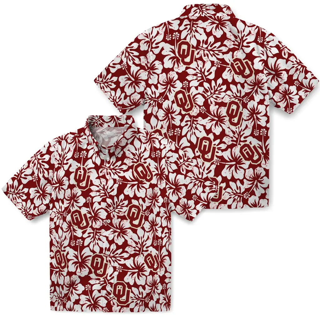 Oklahoma Sooners Hawaiian Shirt - Hibiscus Motif | Hula Hawaiian Shirts