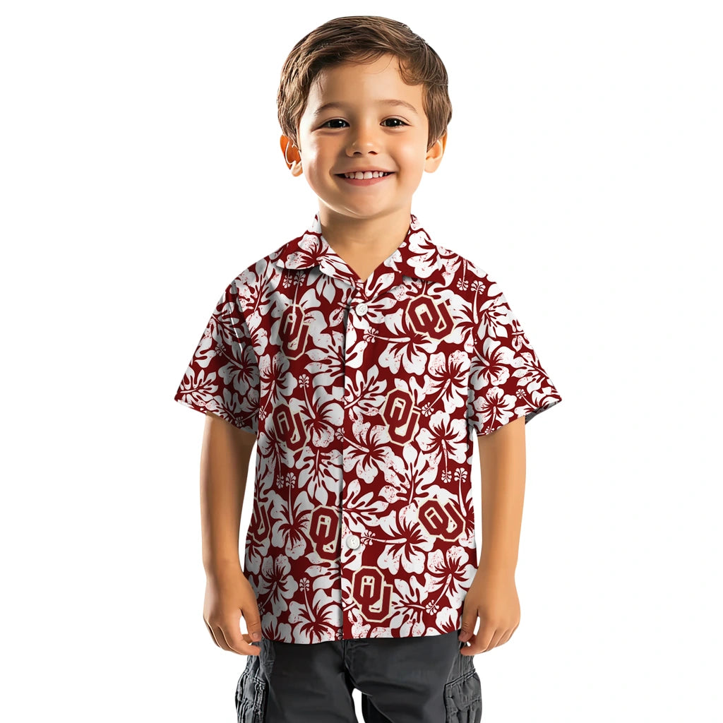 Oklahoma Sooners Hawaiian Shirt - Hibiscus Motif | Hula Hawaiian Shirts