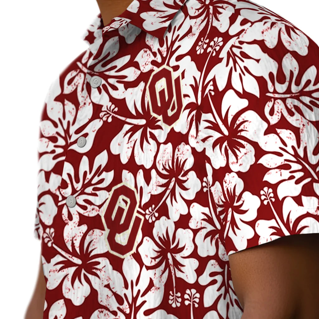 Oklahoma Sooners Hawaiian Shirt - Hibiscus Motif | Hula Hawaiian Shirts