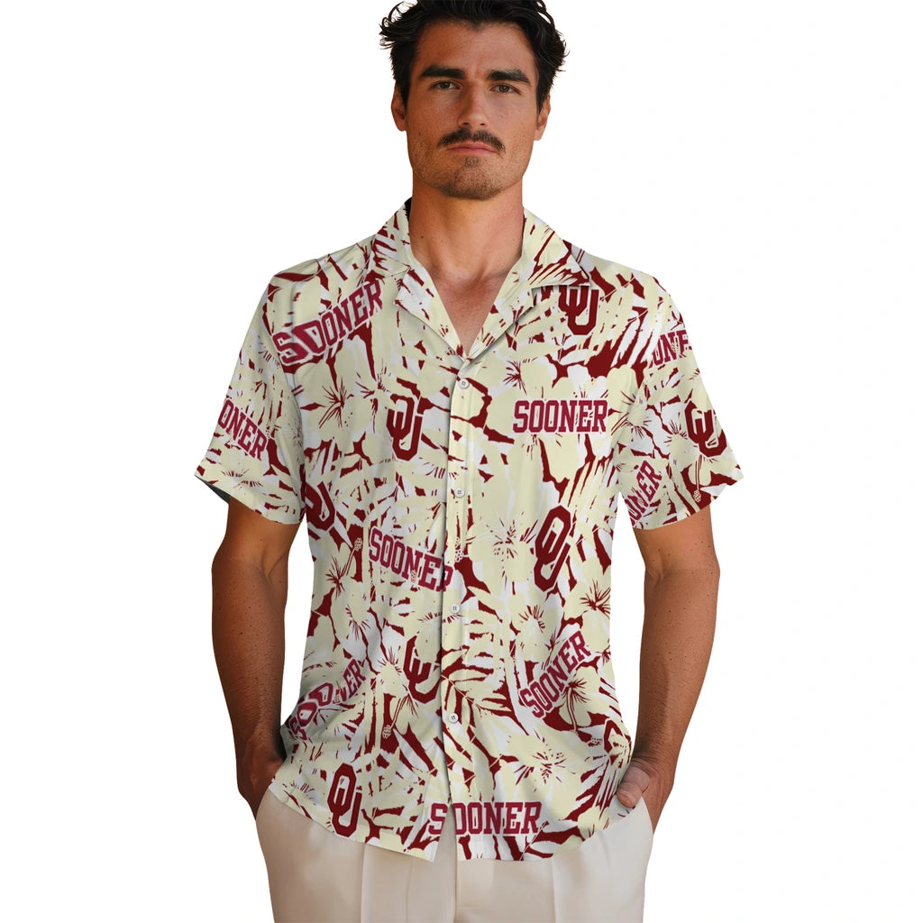 Oklahoma Sooners Hawaiian Shirt - Hibiscus Overlay | Hula Hawaiian Shirts