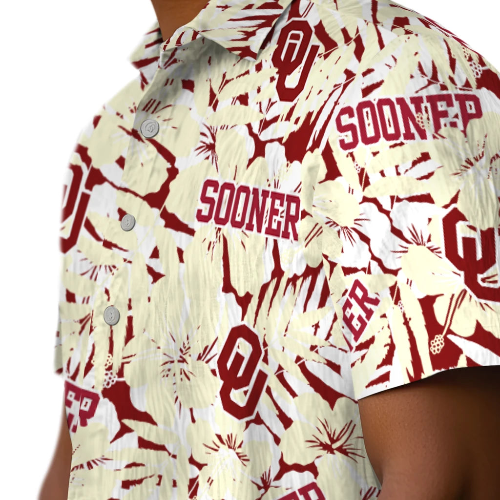Oklahoma Sooners Hawaiian Shirt - Hibiscus Overlay | Hula Hawaiian Shirts