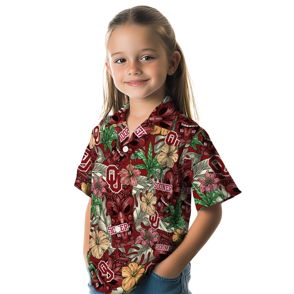Oklahoma Sooners Hawaiian Shirt - Hibiscus Tiki Jungle | Hula Hawaiian Shirts