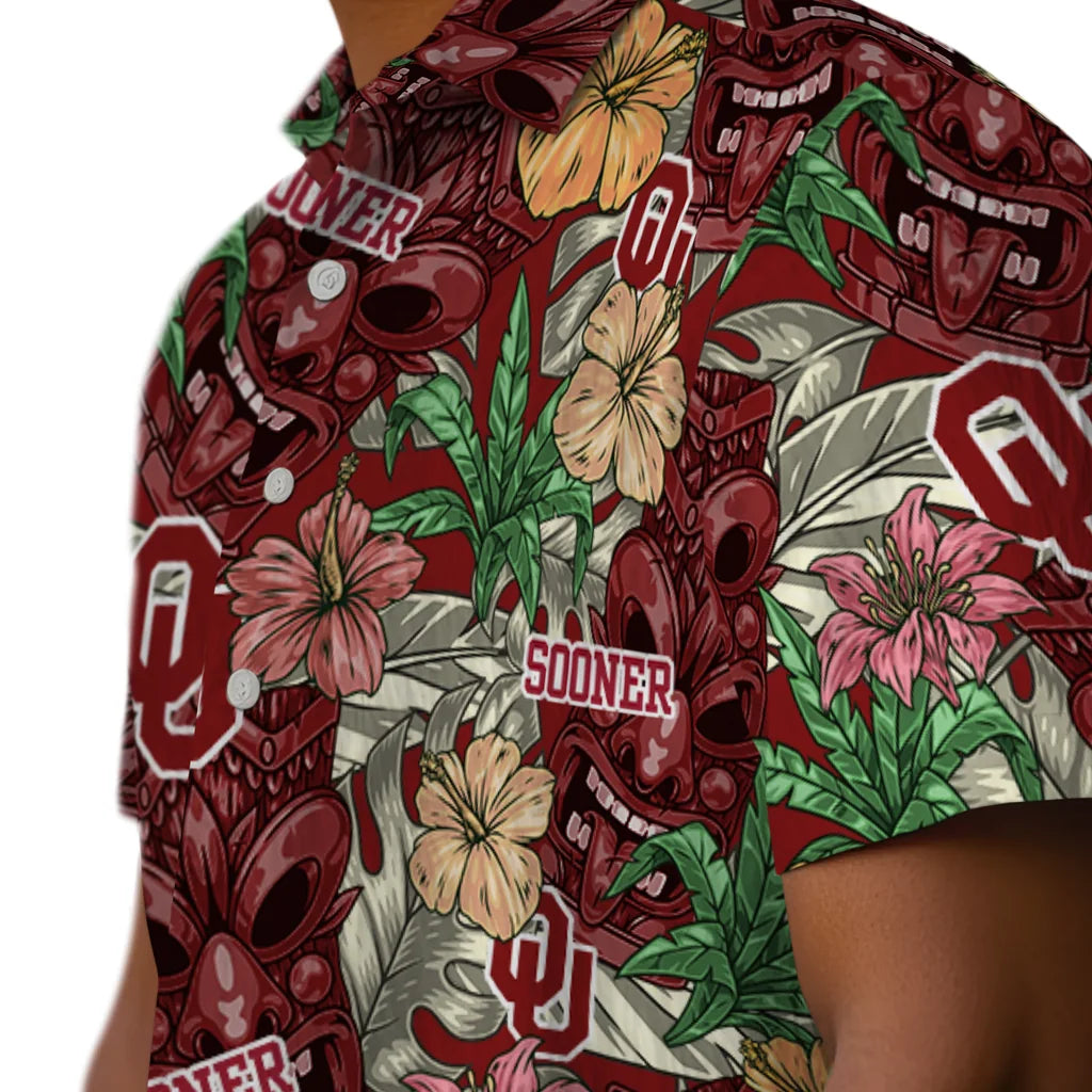 Oklahoma Sooners Hawaiian Shirt - Hibiscus Tiki Jungle | Hula Hawaiian Shirts