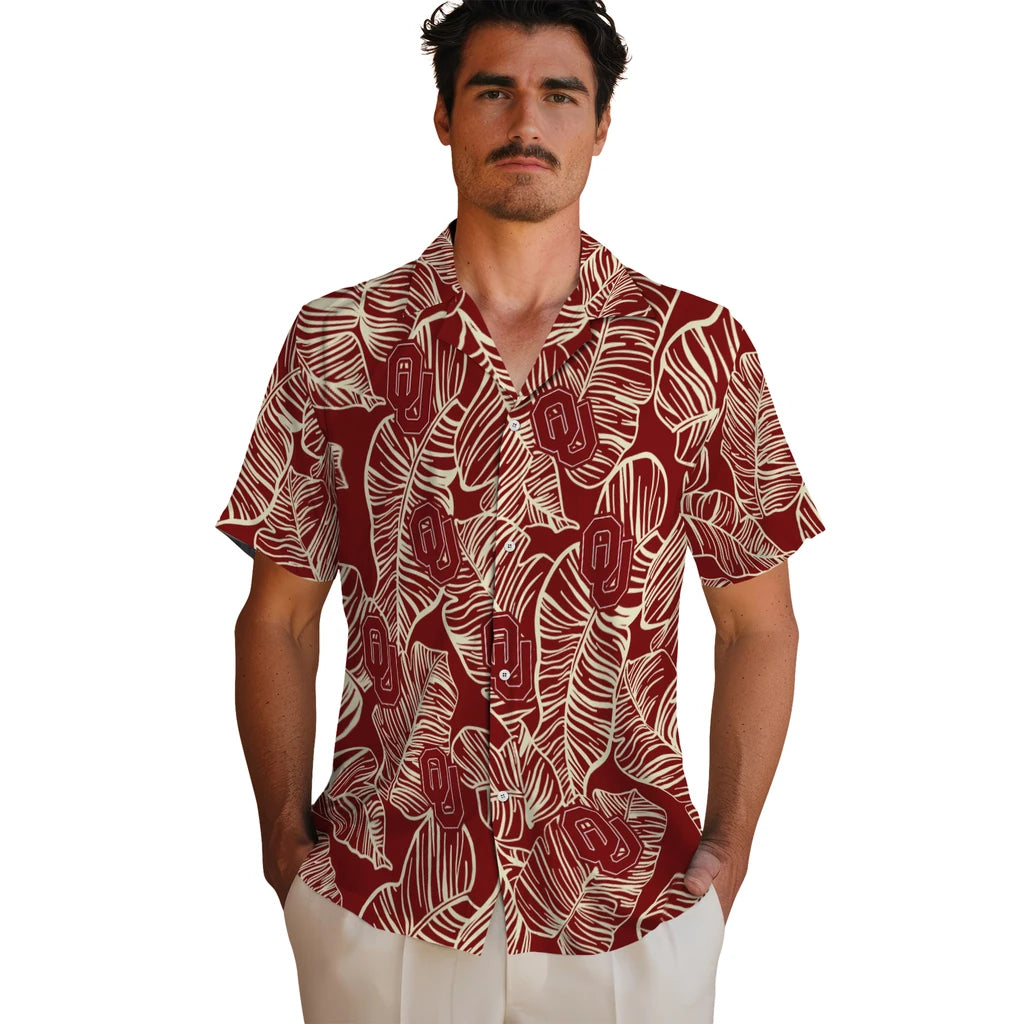 Oklahoma Sooners Hawaiian Shirt - Leaf Outline | Hula Hawaiian Shirts