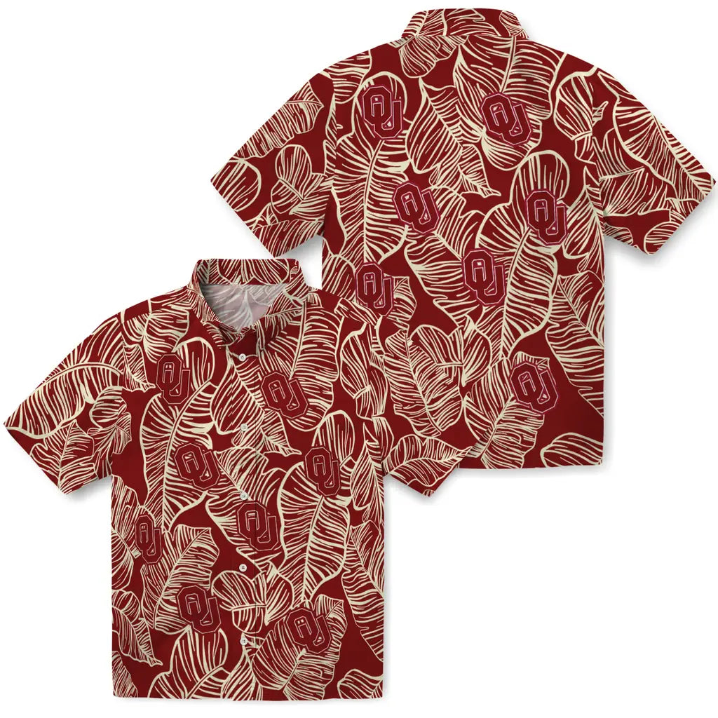 Oklahoma Sooners Hawaiian Shirt - Leaf Outline | Hula Hawaiian Shirts