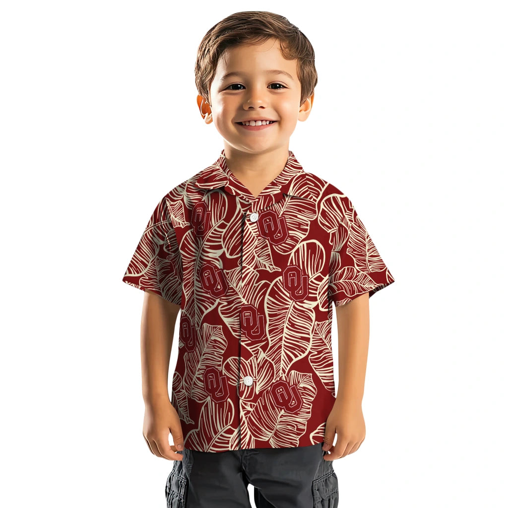 Oklahoma Sooners Hawaiian Shirt - Leaf Outline | Hula Hawaiian Shirts