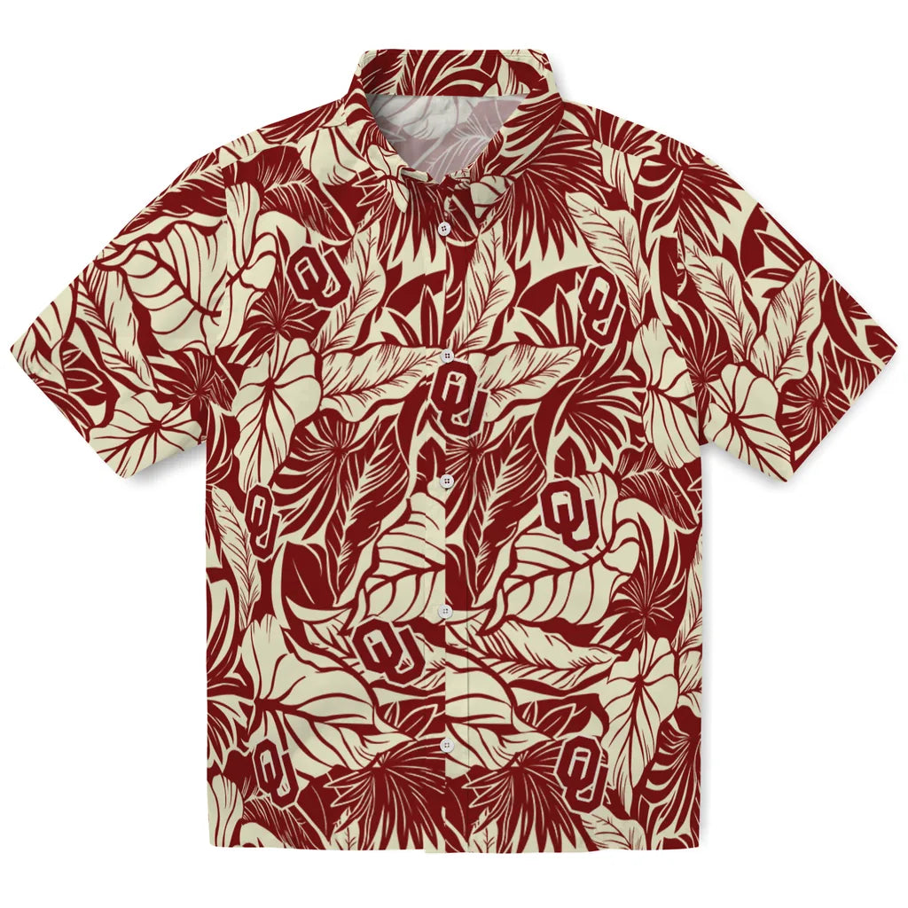 Oklahoma Sooners Hawaiian Shirt - Monstera Layer | Hula Hawaiian Shirts