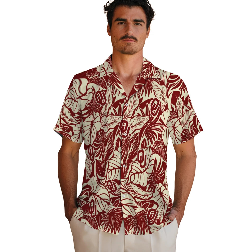 Oklahoma Sooners Hawaiian Shirt - Monstera Layer | Hula Hawaiian Shirts