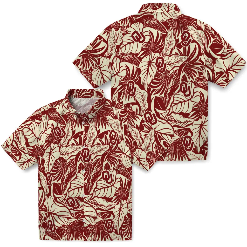 Oklahoma Sooners Hawaiian Shirt - Monstera Layer | Hula Hawaiian Shirts