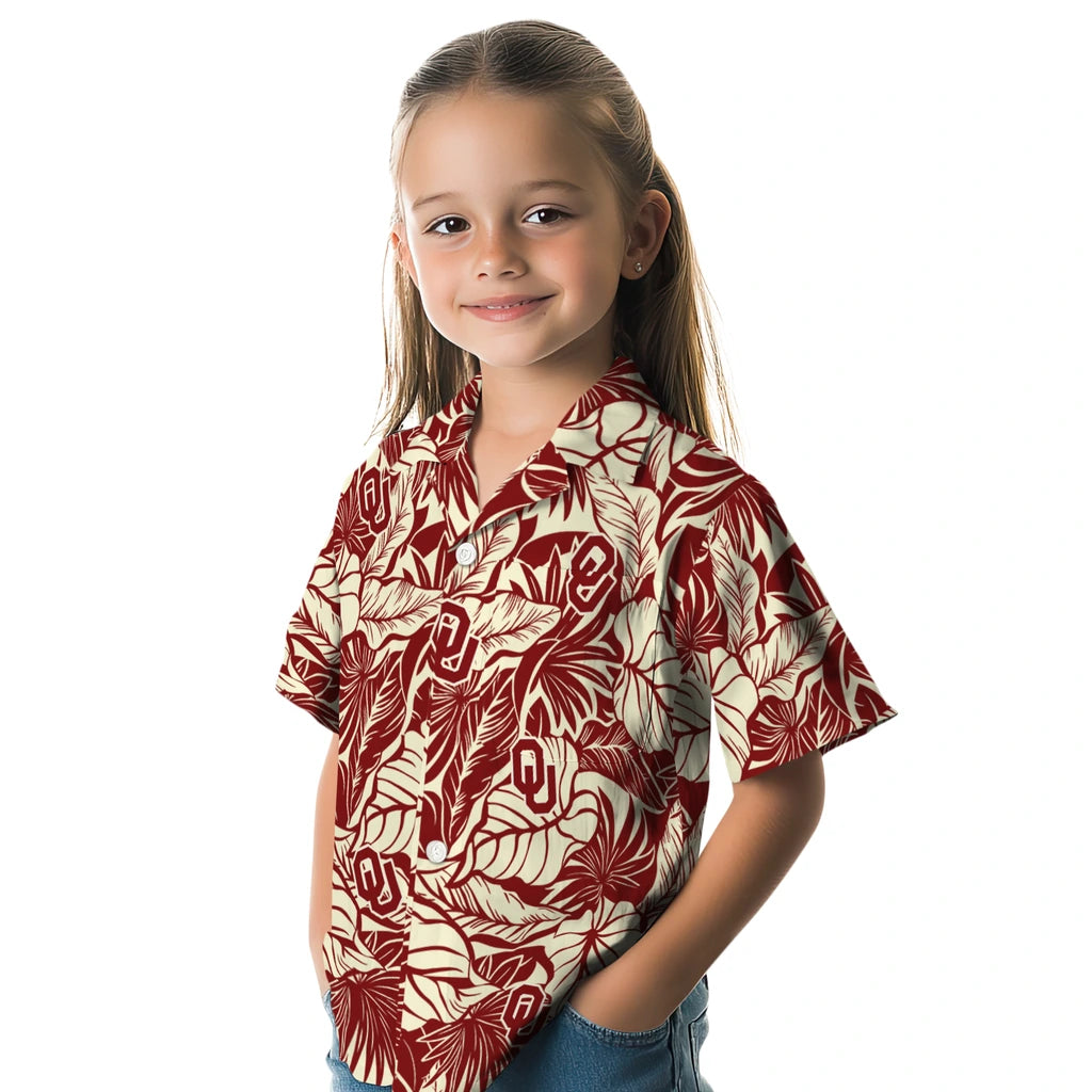 Oklahoma Sooners Hawaiian Shirt - Monstera Layer | Hula Hawaiian Shirts