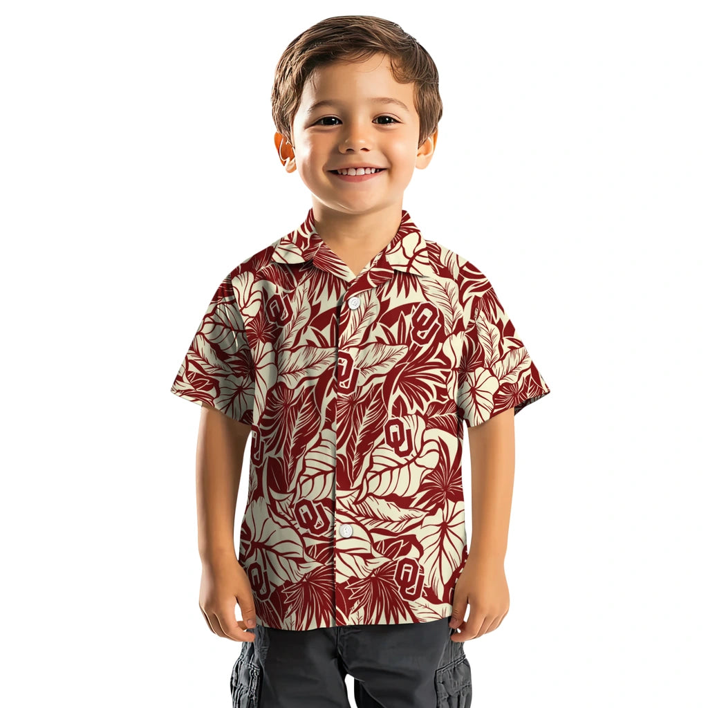 Oklahoma Sooners Hawaiian Shirt - Monstera Layer | Hula Hawaiian Shirts