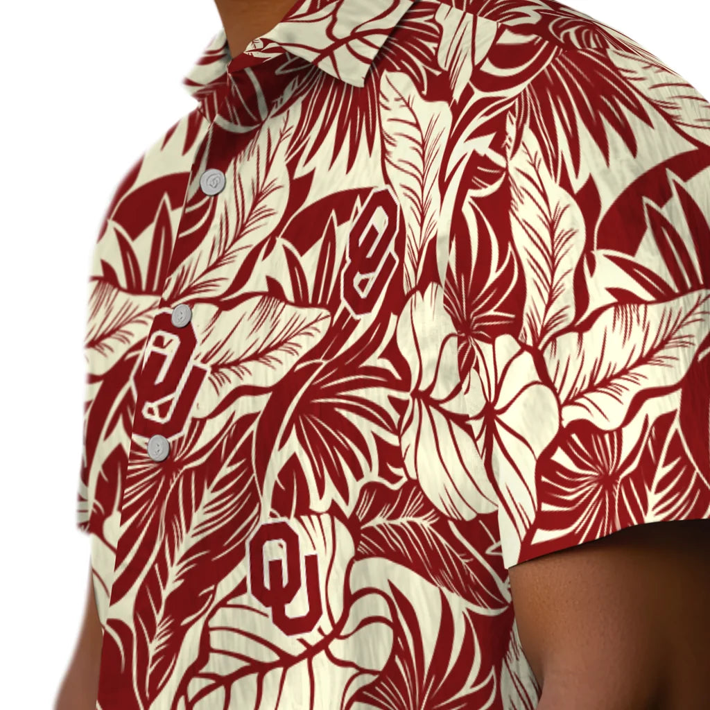 Oklahoma Sooners Hawaiian Shirt - Monstera Layer | Hula Hawaiian Shirts