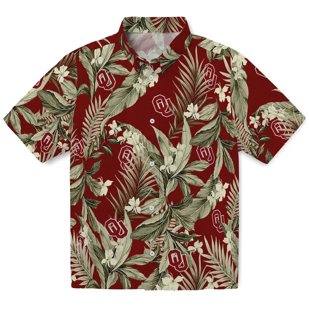 Oklahoma Sooners Hawaiian Shirt - Palm Leaves | Hula Hawaiian Shirts