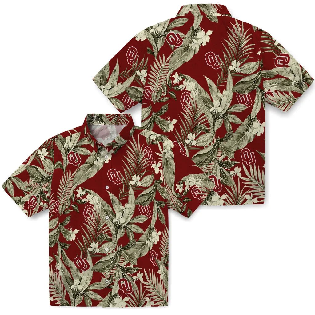 Oklahoma Sooners Hawaiian Shirt - Palm Leaves | Hula Hawaiian Shirts