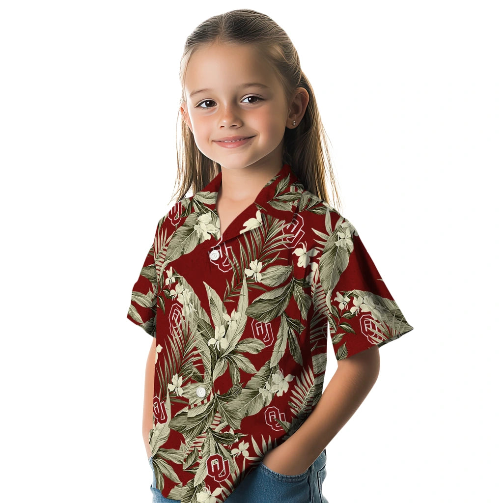 Oklahoma Sooners Hawaiian Shirt - Palm Leaves | Hula Hawaiian Shirts