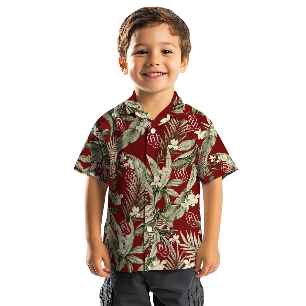 Oklahoma Sooners Hawaiian Shirt - Palm Leaves | Hula Hawaiian Shirts