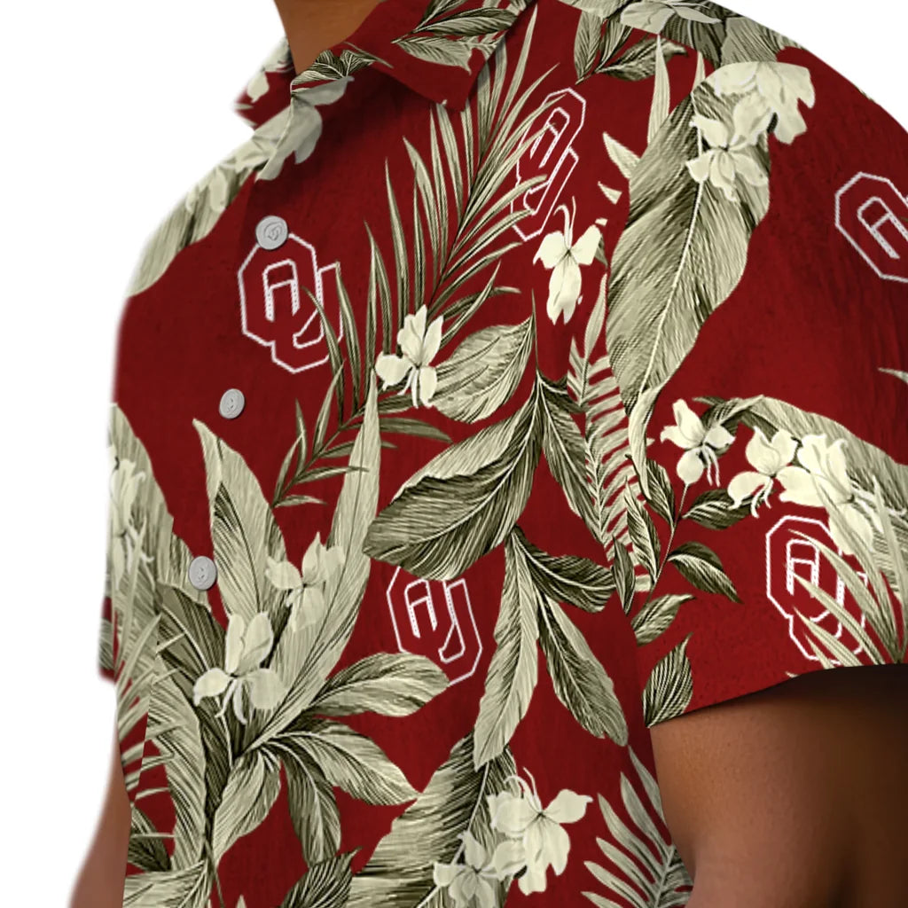 Oklahoma Sooners Hawaiian Shirt - Palm Leaves | Hula Hawaiian Shirts