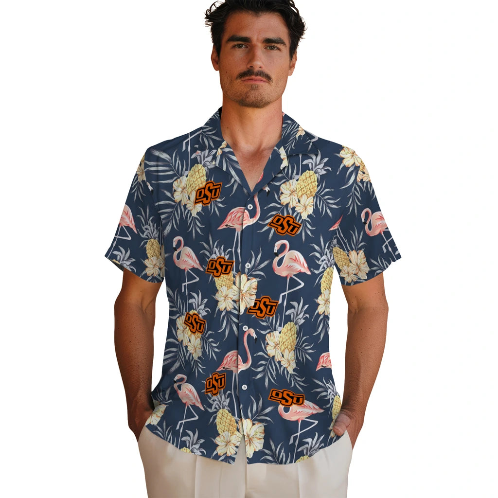 Oklahoma State Cowboys Hawaiian Shirt - Flamingo Hibiscus | Hula Hawaiian Shirts