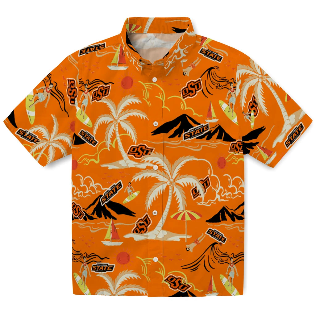Oklahoma State Cowboys Hawaiian Shirt - Palm Tree Island | Hula Hawaiian Shirts