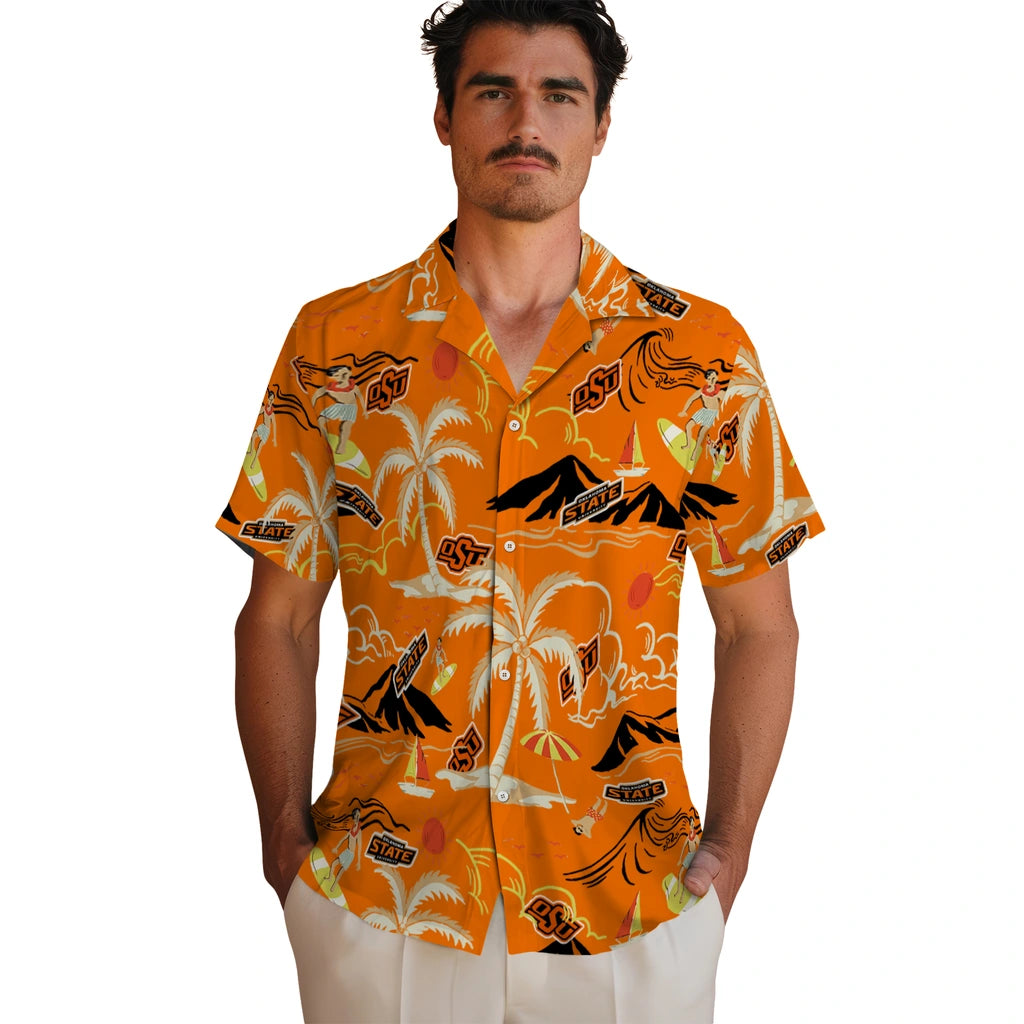Oklahoma State Cowboys Hawaiian Shirt - Palm Tree Island | Hula Hawaiian Shirts