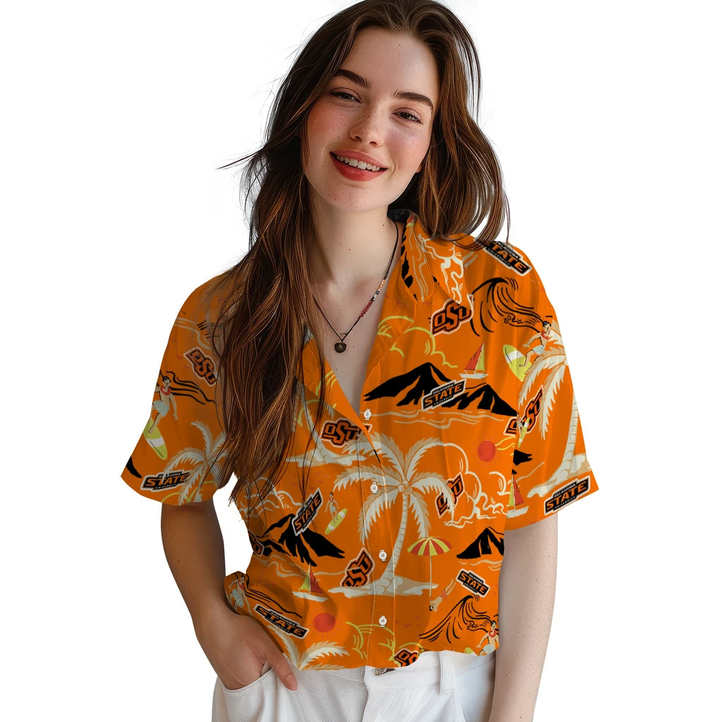Oklahoma State Cowboys Hawaiian Shirt - Palm Tree Island | Hula Hawaiian Shirts
