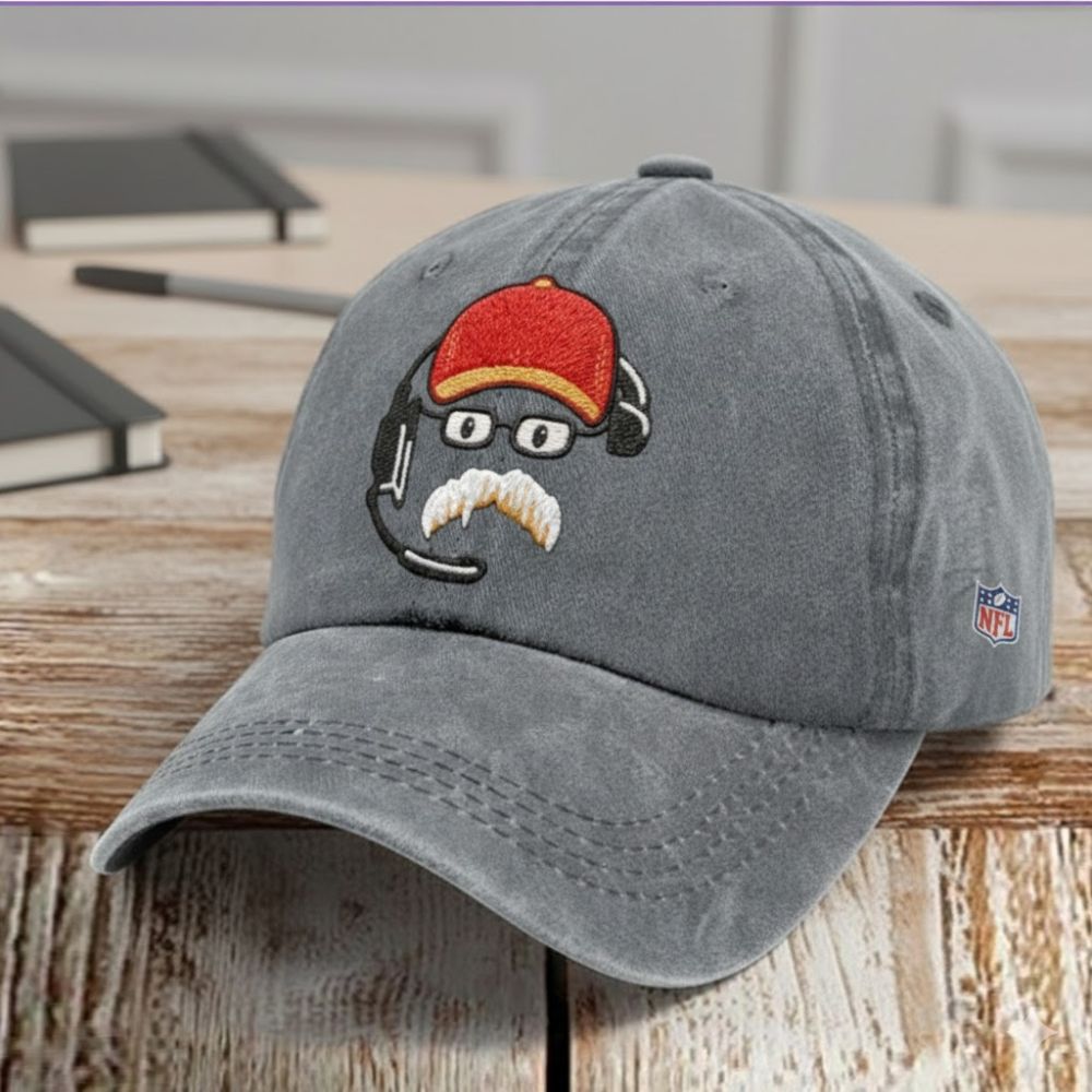 Old Chiefs Coach Embroidered Hat – 2025 Vintage Gray NFL Style Cap - LeagueLockerGear