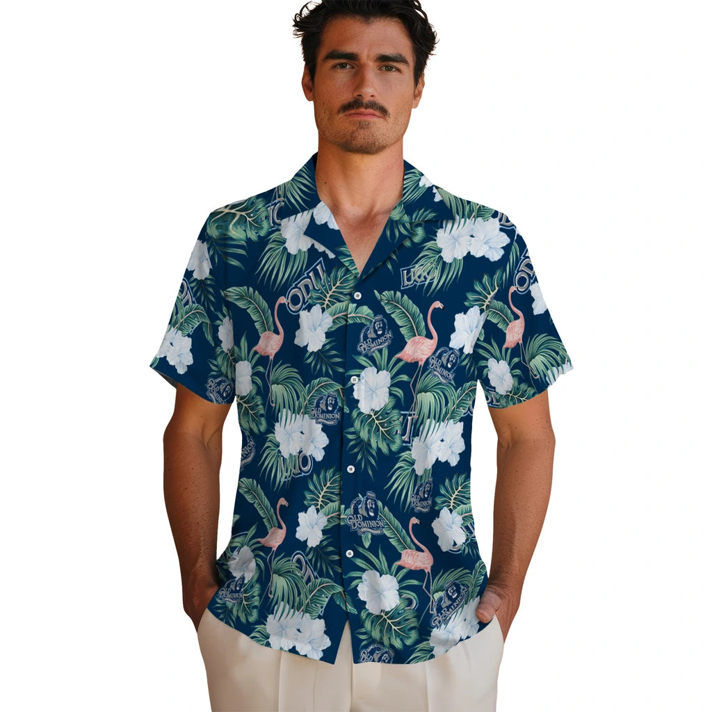 Old Dominion Monarchs Hawaiian Shirt - Flamingo and Hibiscus | Hula Hawaiian Shirts