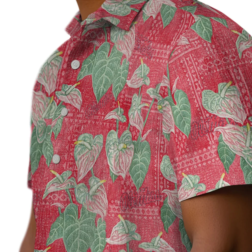Ole Miss Rebels Hawaiian Shirt - Anthurium Overlay | Hula Hawaiian Shirts