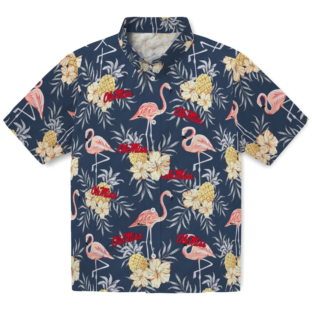Ole Miss Rebels Hawaiian Shirt - Flamingo Hibiscus | Hula Hawaiian Shirts