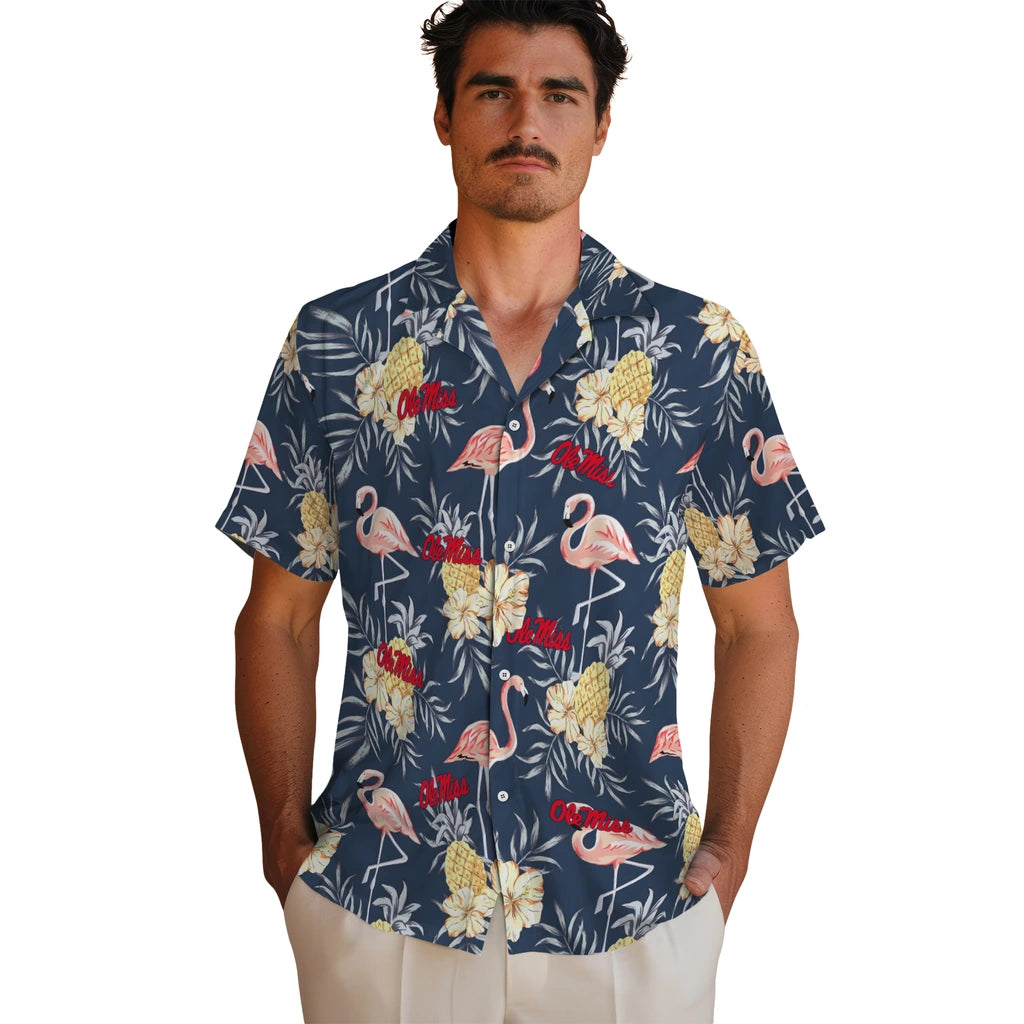 Ole Miss Rebels Hawaiian Shirt - Flamingo Hibiscus | Hula Hawaiian Shirts