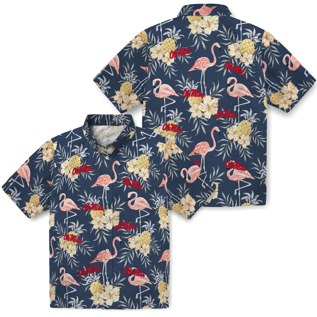 Ole Miss Rebels Hawaiian Shirt - Flamingo Hibiscus | Hula Hawaiian Shirts
