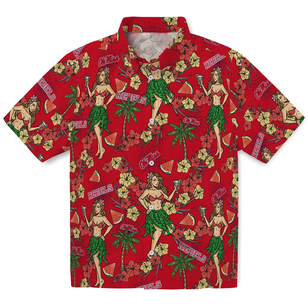 Ole Miss Rebels Hawaiian Shirt - Hawaiian Girls Design | Hula Hawaiian Shirts