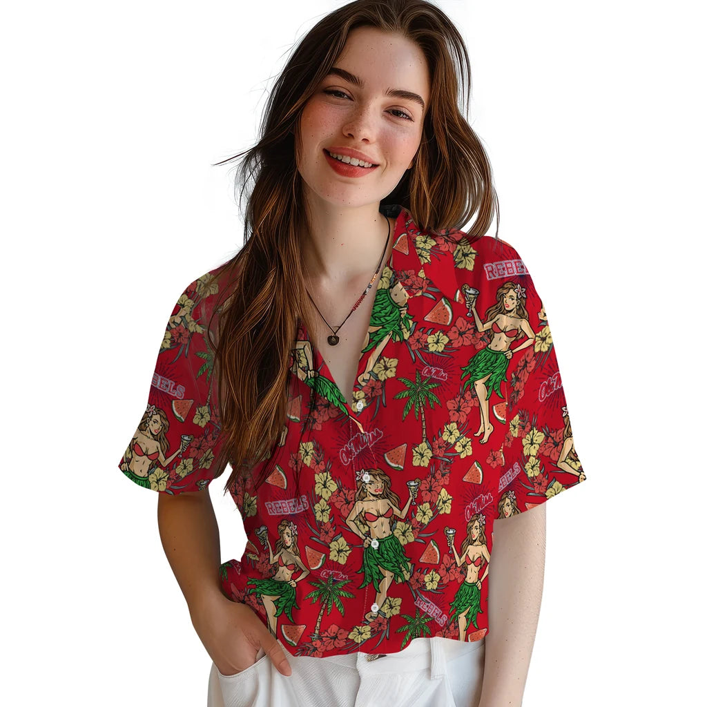 Ole Miss Rebels Hawaiian Shirt - Hawaiian Girls Design | Hula Hawaiian Shirts