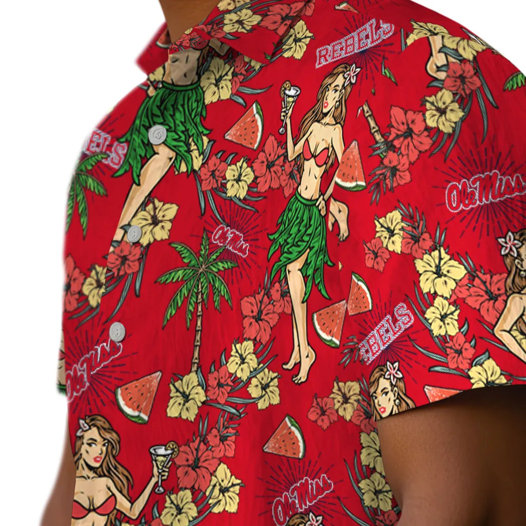 Ole Miss Rebels Hawaiian Shirt - Hawaiian Girls Design | Hula Hawaiian Shirts