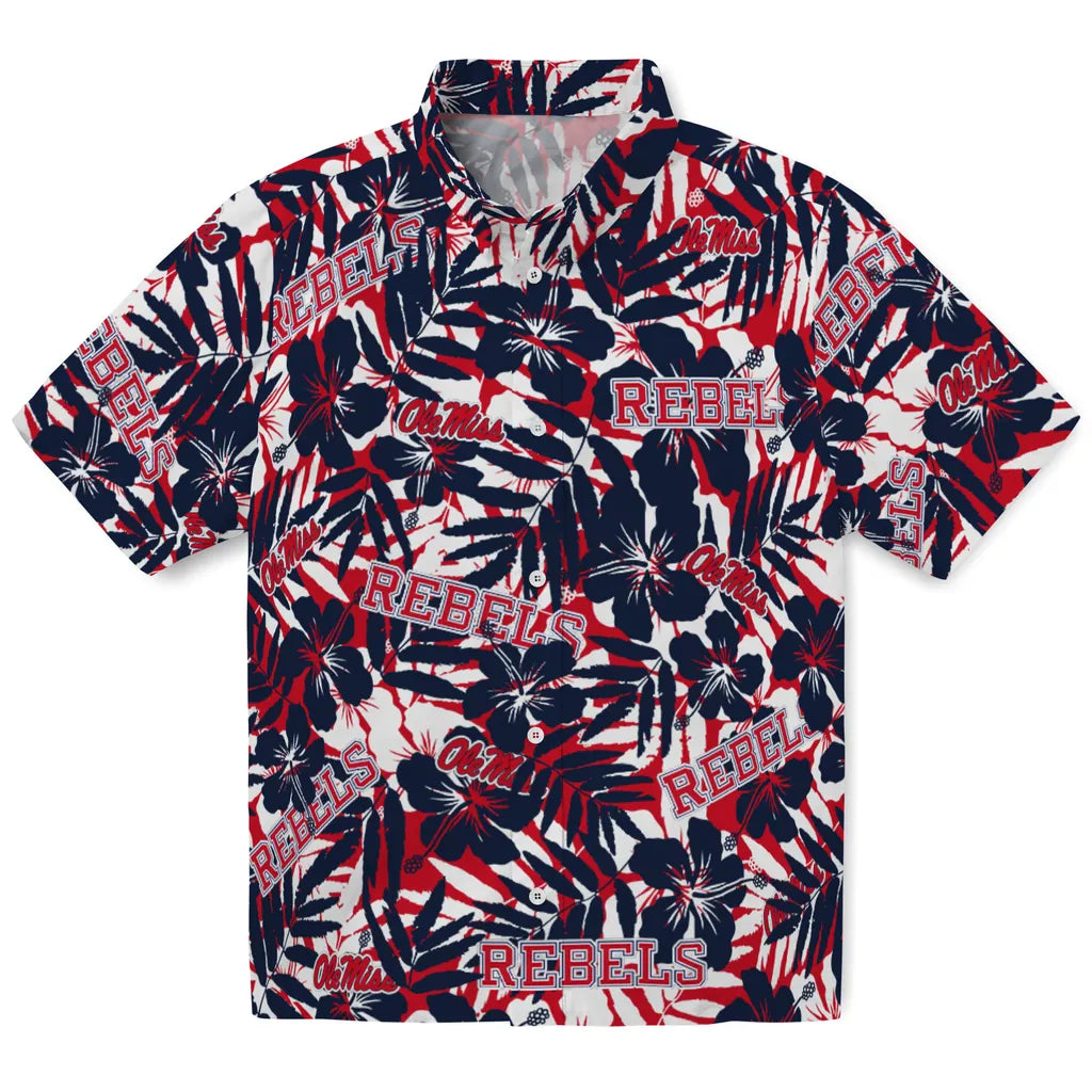 Ole Miss Rebels Hawaiian Shirt - Hibiscus Overlay | Hula Hawaiian Shirts