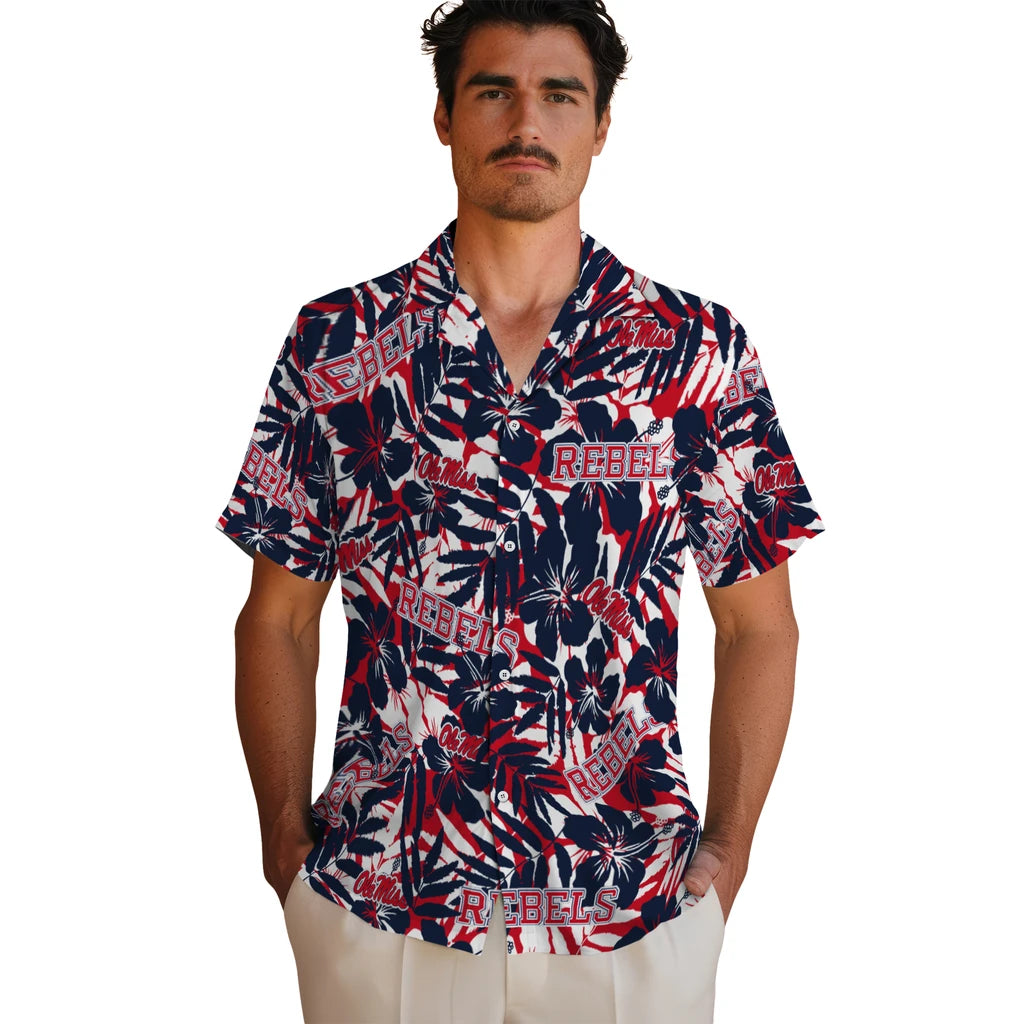 Ole Miss Rebels Hawaiian Shirt - Hibiscus Overlay | Hula Hawaiian Shirts