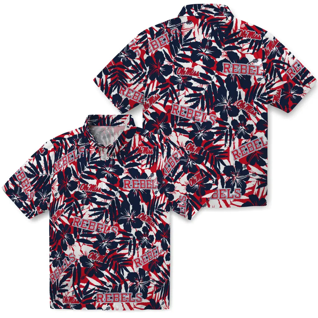 Ole Miss Rebels Hawaiian Shirt - Hibiscus Overlay | Hula Hawaiian Shirts