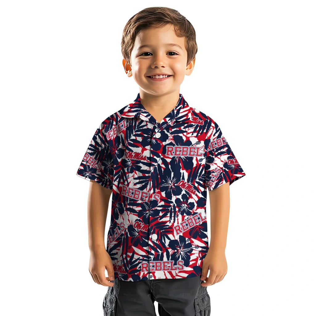 Ole Miss Rebels Hawaiian Shirt - Hibiscus Overlay | Hula Hawaiian Shirts