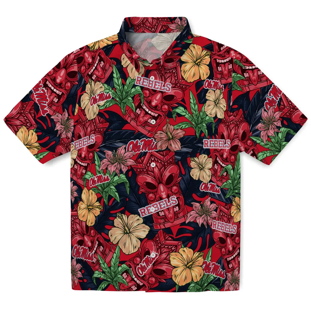 Ole Miss Rebels Hawaiian Shirt - Hibiscus Tiki Jungle | Hula Hawaiian Shirts