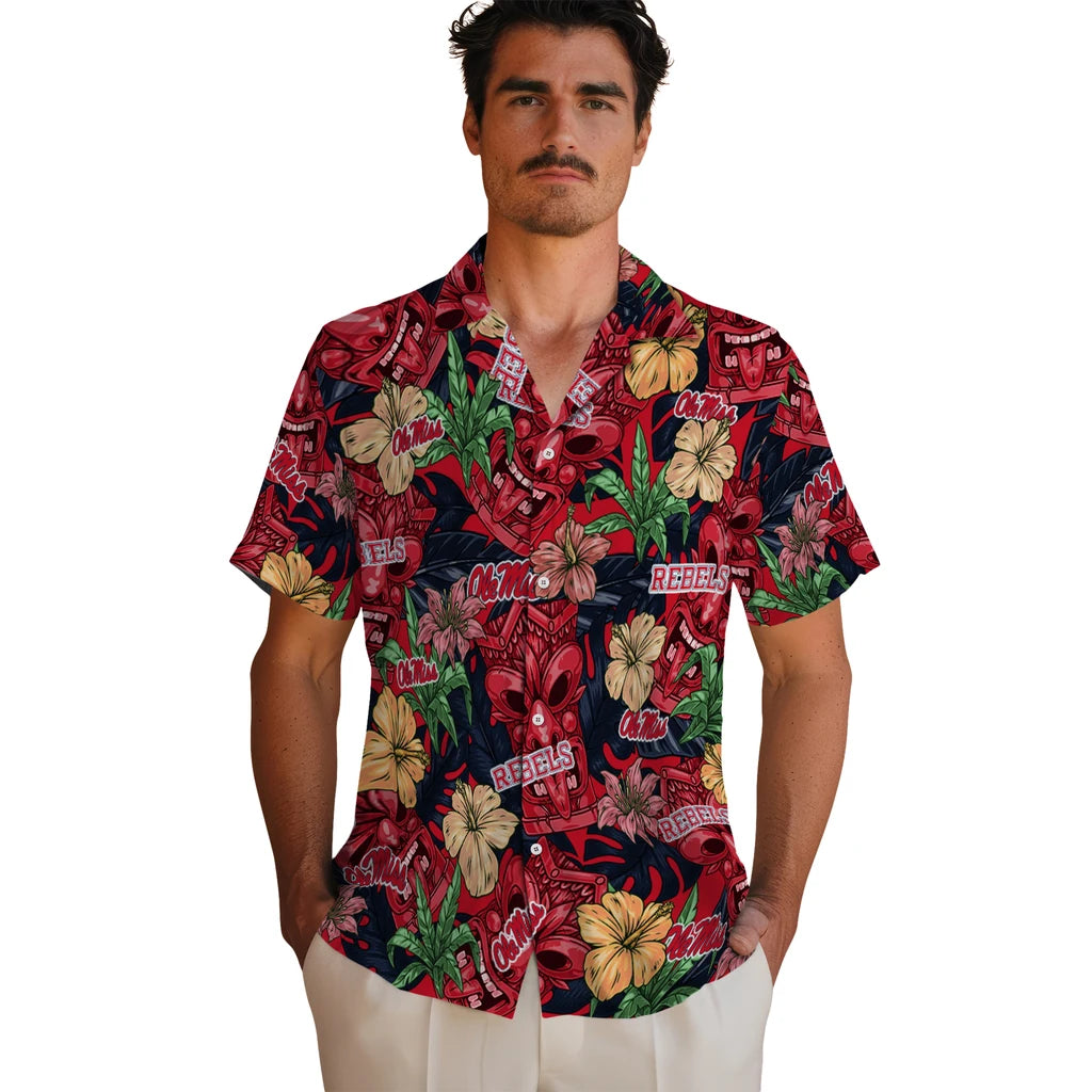 Ole Miss Rebels Hawaiian Shirt - Hibiscus Tiki Jungle | Hula Hawaiian Shirts