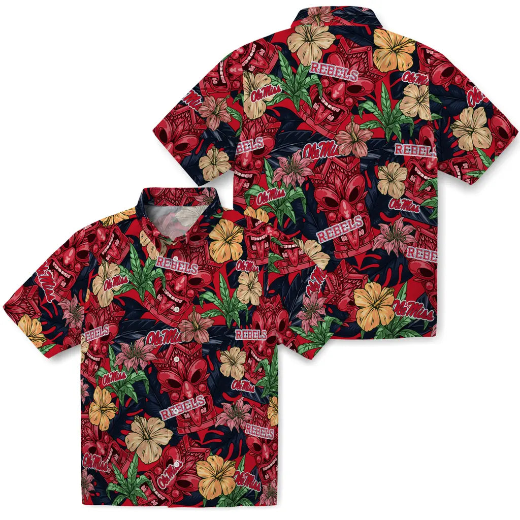 Ole Miss Rebels Hawaiian Shirt - Hibiscus Tiki Jungle | Hula Hawaiian Shirts