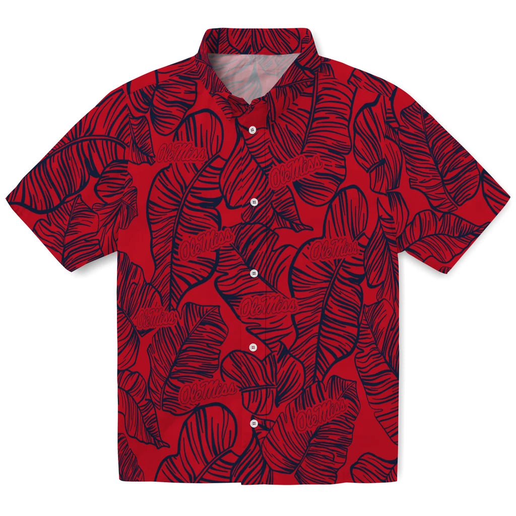 Ole Miss Rebels Hawaiian Shirt - Leaf Outline | Hula Hawaiian Shirts