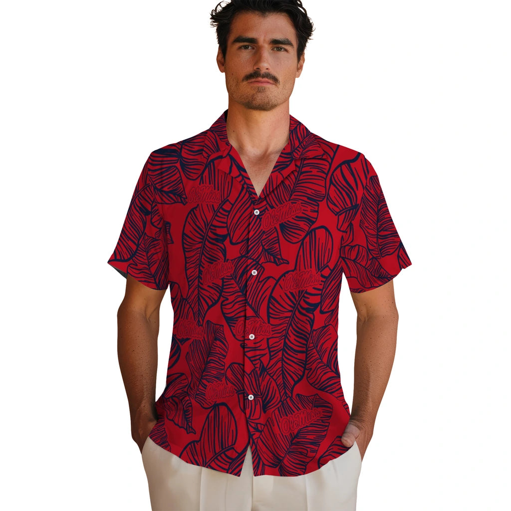 Ole Miss Rebels Hawaiian Shirt - Leaf Outline | Hula Hawaiian Shirts